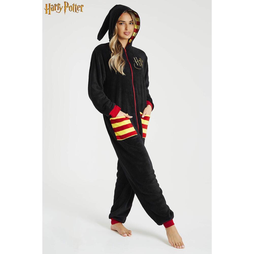 9416 Pajama , Adult Fleece Hooded Pajamas S-XL, Unisex Gifts Black, L - Picture 5 of 6